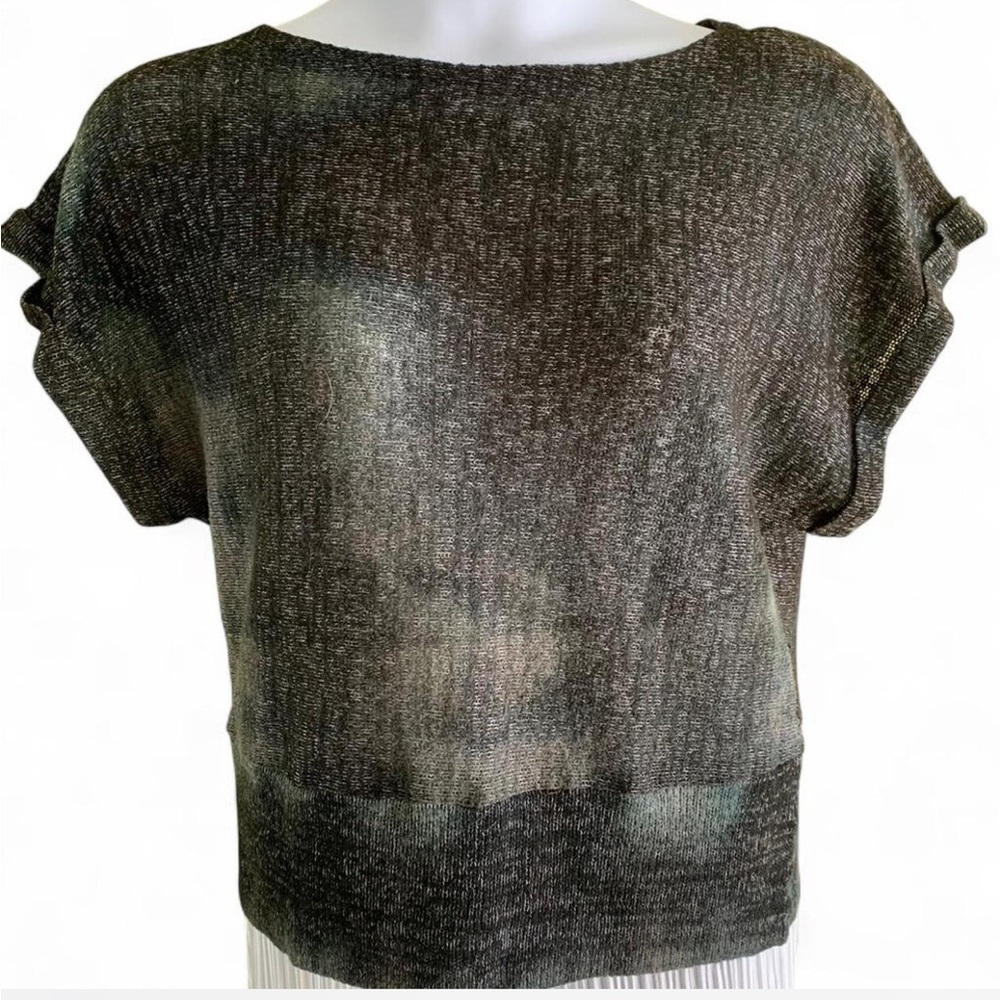 Goth Dark Coquette Cato Charcoal Short Sleeve Knit Top size XL(juniors)